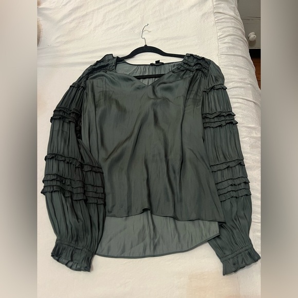 Current Air Dark Green Women's Satin Top - Picture 3 of 4